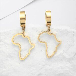 Africa Map Dangle Earring / Africa Map Clasp Earring